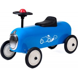 Baghera - Voiture en métal - Racer - Porteur trotteur bleu avec volant