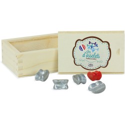 Vilac - Jeu de société - Coffret en bois de jeu d'osselets traditionnels en métal