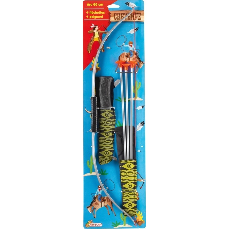 Kim Play - Kit chasseur avec couteau, arc et flèches - 60 cm