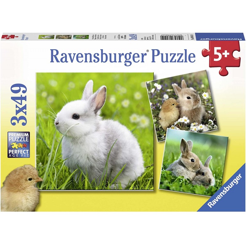 Ravensburger - Puzzles 3x49 pièces - Mignons petits lapins