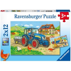 Ravensburger - Puzzles 2x12 pièces - Chantier et ferme