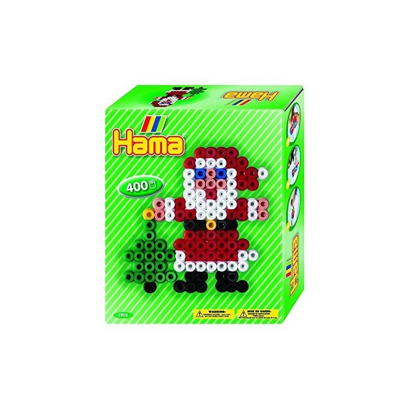 Hama - Perles - 3905 - Taille Midi - Boîte 400 perles et plaque carrée
