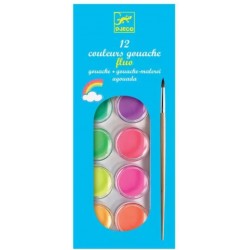 Djeco - DJ09759 - Peinture - 12 pastilles de gouache fluo