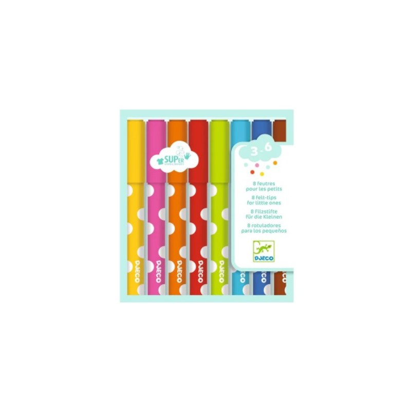 Djeco - DJ09001 - Les couleurs des petits - 8 feutres pour les petits