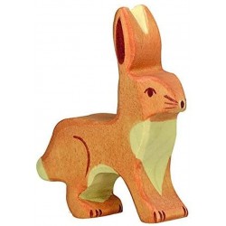 Holztiger - Figurine animal en bois - Lapin oreilles en l'air